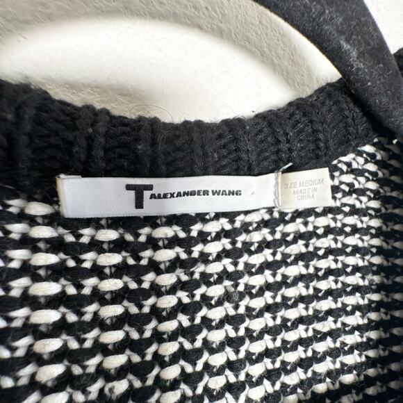 T by Alexander Wang Checkered Float V Neck Dolman Angora blend Sweater - Picture 3 of 8